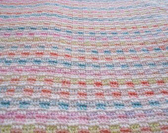 Candy Blocks Baby Blanket, crochet Throw, Handmade, nursery, gift idea, medium weight, multi color, Ready to Ship