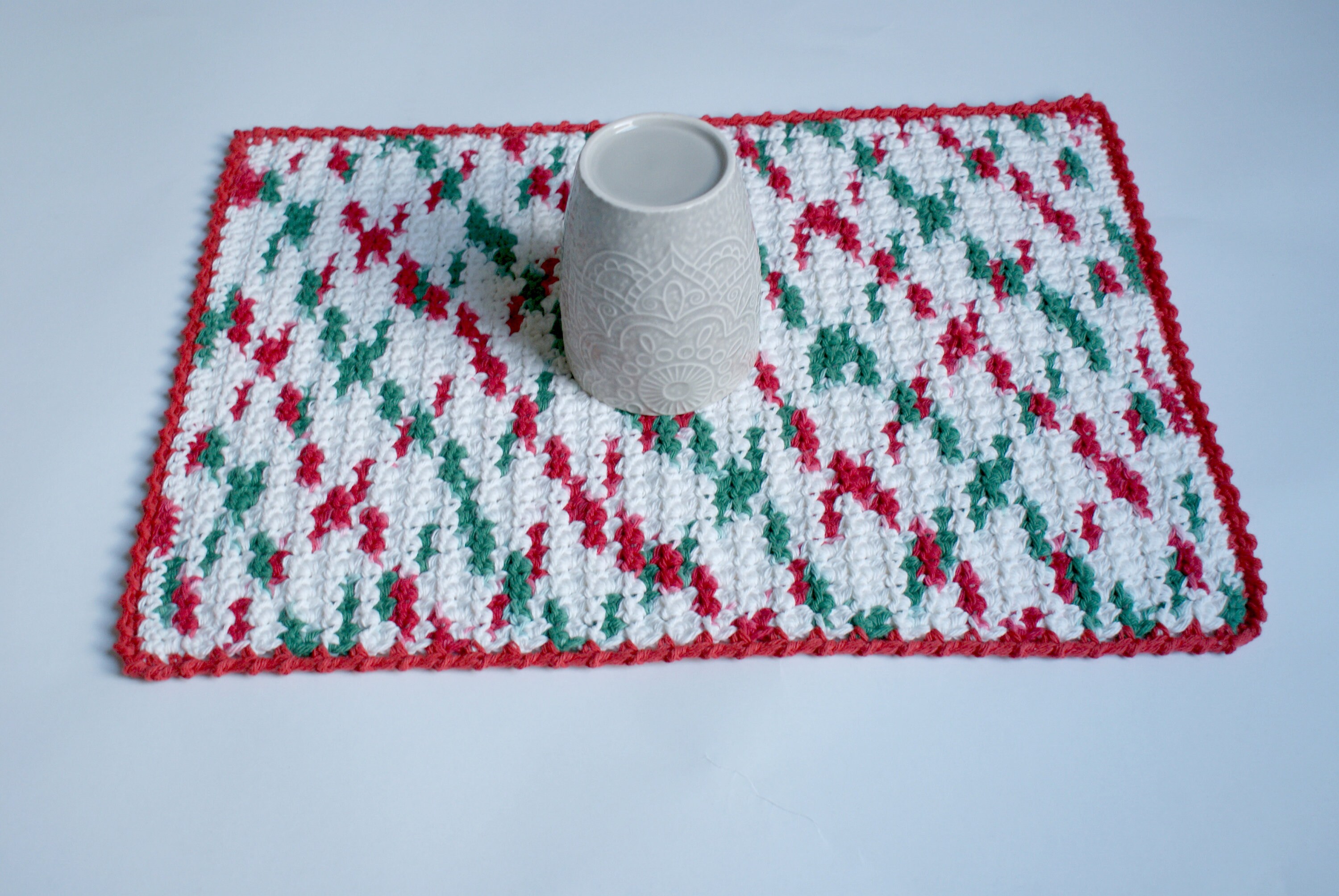 Holidays Cotton Kitchen Drying Dish Mat Christmas Green Red Etsy