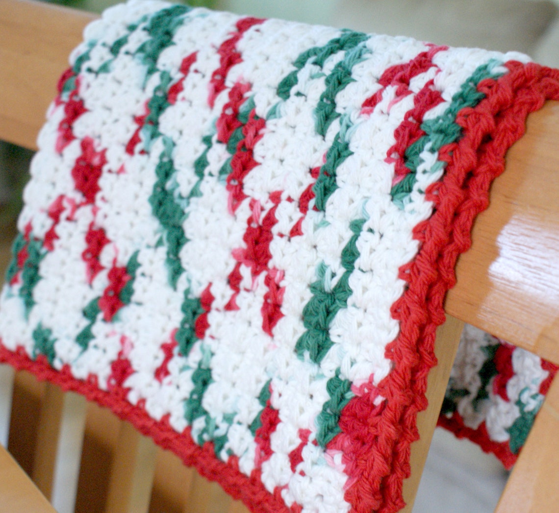 Holidays Cotton Kitchen Drying Dish Mat Christmas Green Red Etsy