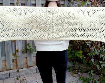 Crochet Cream Wrap Women, Scarf, Handmade Shawl, Ready to Ship