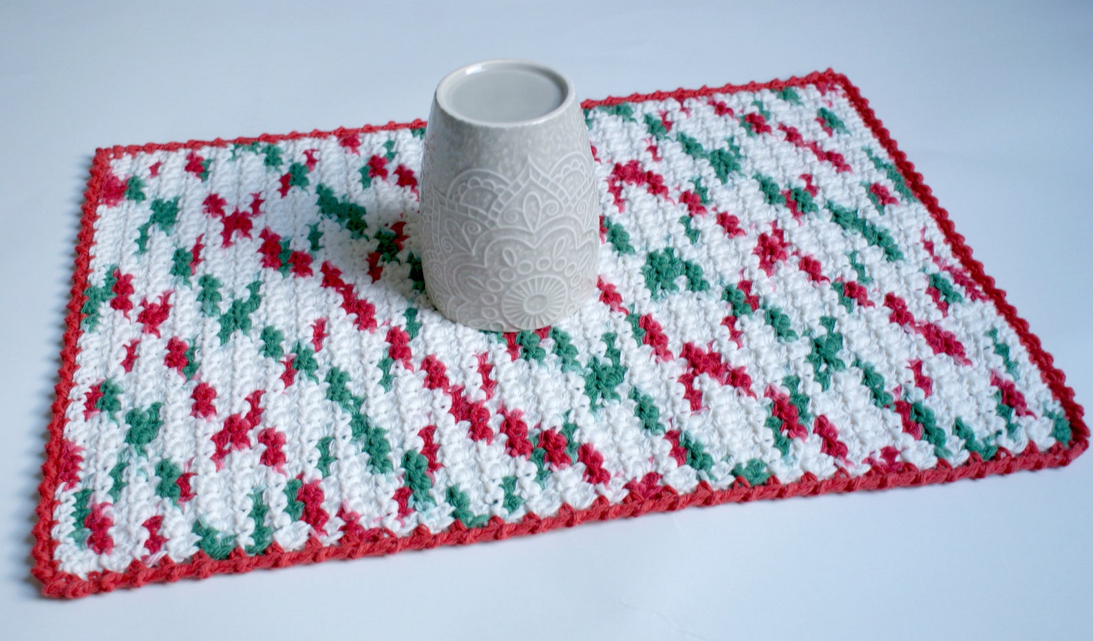 Holidays Cotton Kitchen Drying Dish Mat Christmas Green Red Etsy