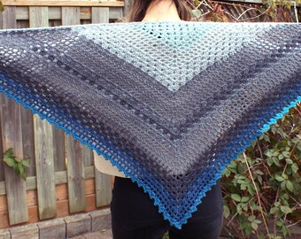 Crochet Grey Shawl Women, Crochet Wrap, Handmade crochet triangle Scarf, Ready to Ship