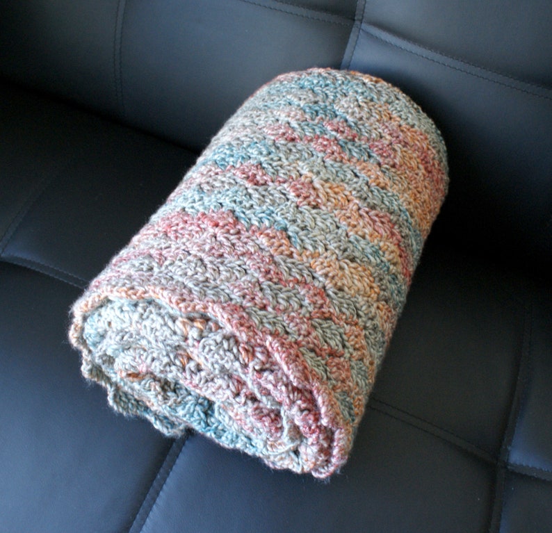 Chunky Lodge Crochet Handmade Throw, Multi Color Afghan, Heavy Blanket