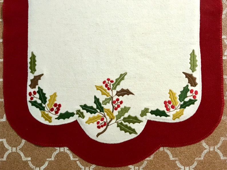 Wool Embroidered Holiday Table Runner Machine Embroidery Etsy