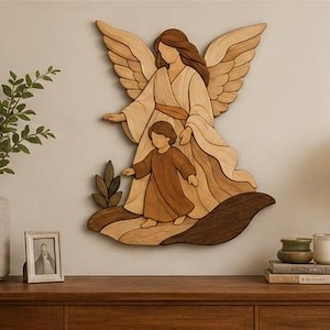 Guardian Angel Wood Intarsia Pattern, Scroll Saw Art, Printable Woodworking Plan (Digital Download)