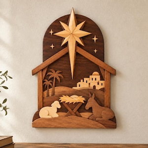 Star of Bethlehem Intarsia Pattern for Holiday | Christmas Scroll Saw Template of Nativity Star, Digital Download