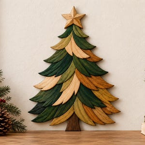 Christmas Tree Intarsia Pattern, DIY Scroll Saw Woodworking Template, Holiday Decor, Christmas Gifting, Digital Download