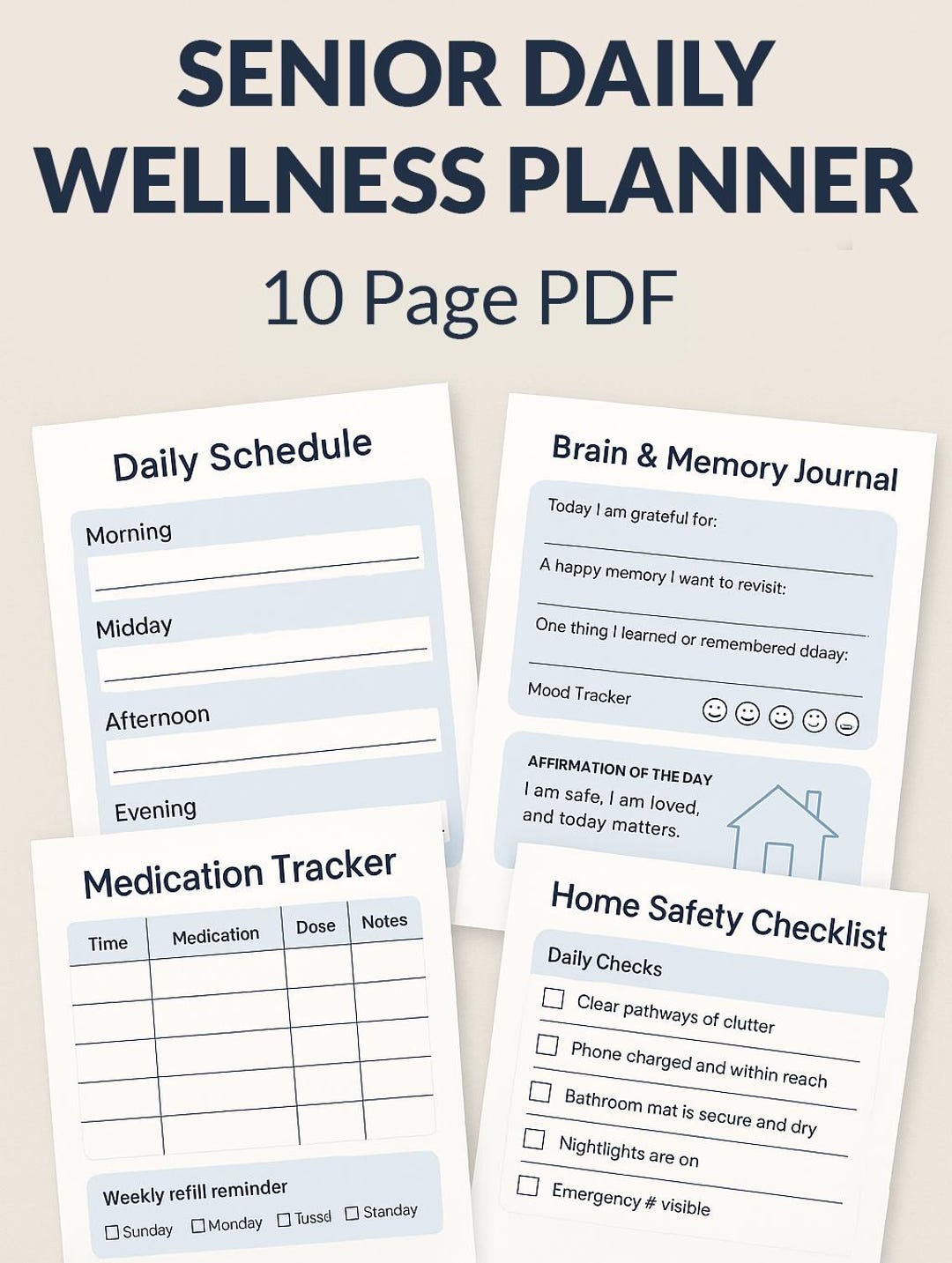 Senior Daily Wellness Planner | Caregiver Organizer (printable PDF) - Etsy