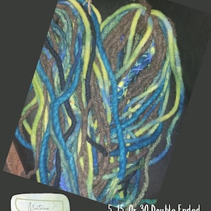 Gradient Blues & Greens Wool Dreadlocks