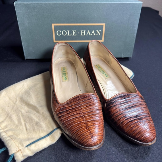 Cole Haan, Vintage Cole Haan Vintage Lizard Skin Loafers Brown W3781 Made in Italy Mens 8 M