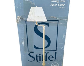 Lampada da terra vintage STIFFEL con braccio orientabile, in ottone, elegante, stile moderno di metà secolo, nuova di zecca.