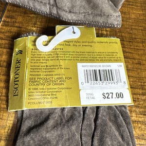 Vintage NOS Women's Isotoner Brown Suede Gloves Knit Lined 1998 Water Resistant image 4