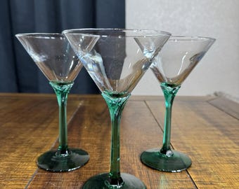 Juego de 3 copas de martini Libbey Juniper DOMAINE con tallo en forma de pétalo, en PERFECTO ESTADO.