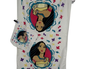 Vintage Disney Pocahontas Bath Towel and Washcloth Set Cannon 100% Cotton USA