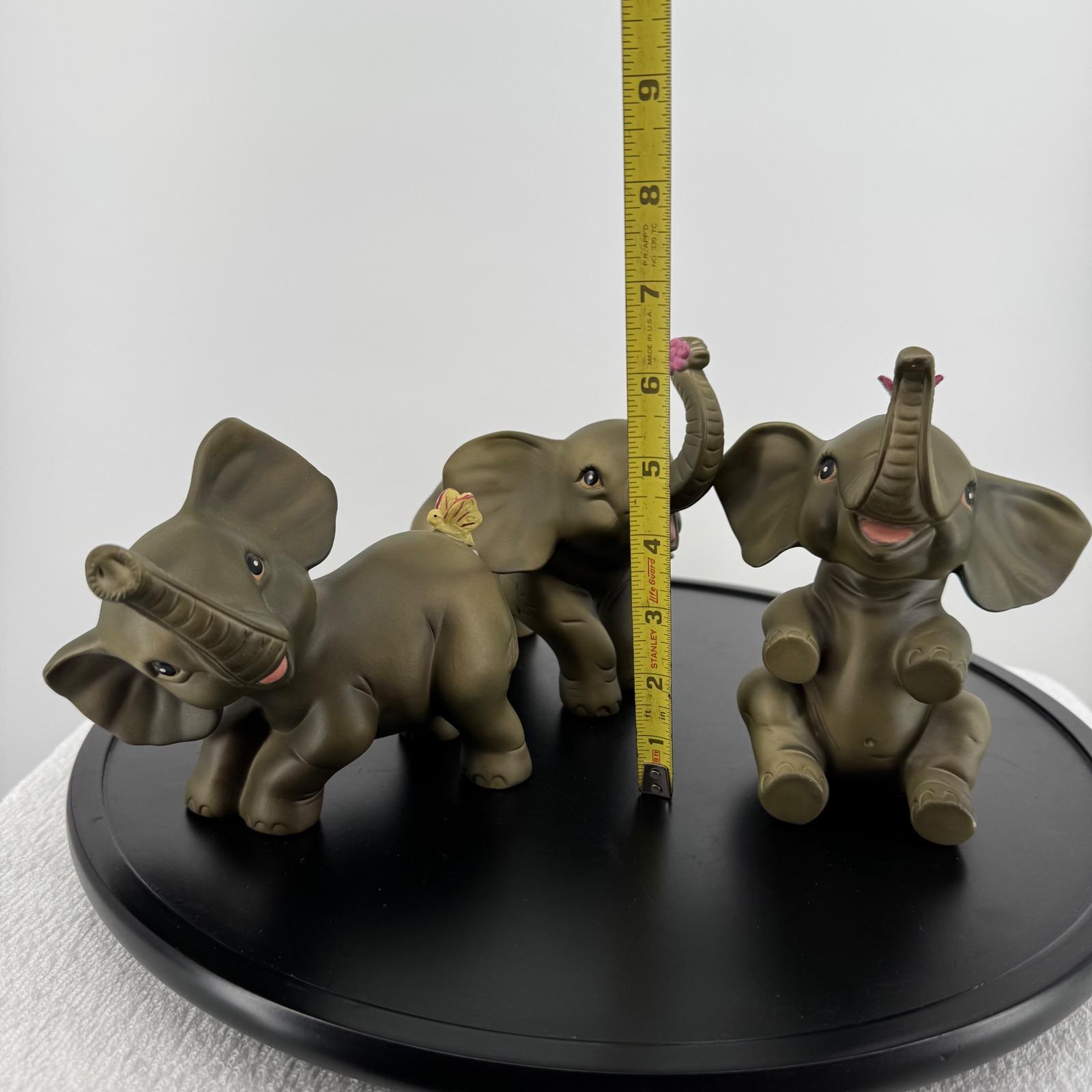 ヴィンテージ象の置物 3体セット 上向きの鼻 かわいい 幸運の
