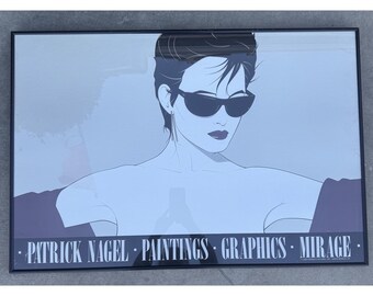 Patrick Nagel Mirage Editions  83  Original  Black Sunglasses Screen Print 34x23