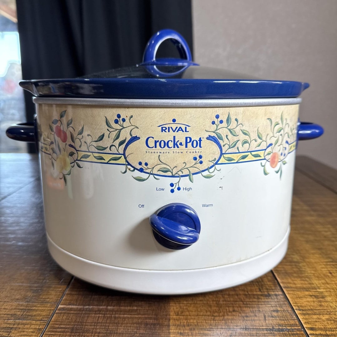 Rivel Pattern Rival Slow Cooker Crockpot Stoneware Summer Fruit Pattern 3355 5qt ...