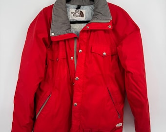 VTG 70's The North Face Brown Label Red Down Puffer Parka Jacket Mens L Made USA