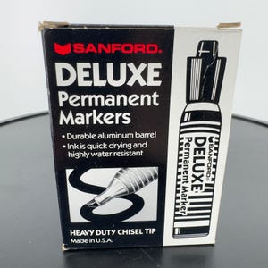 Sanford Deluxe Permanent Markers Black Chisel Tip Aluminum Barrel 12 Count Box