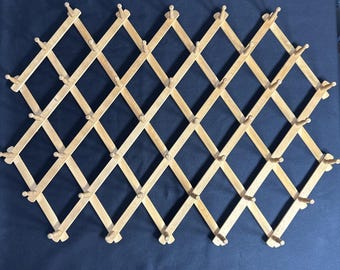 Acordeón de madera vintage extragrande con 42 clavijas, montaje en pared, expandible hasta 50,5".