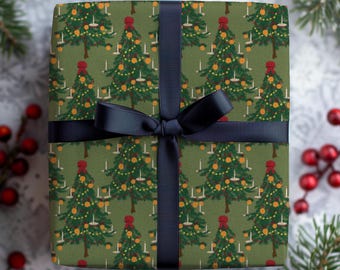 Christmas Trees Wrapping Paper, Vintage, Antique Beautiful Wrapping Paper for Christmas, Elegant Christmas, MODERN