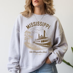 Retro State of Missippi Sweatshirt Unisex Christmas Gift, Winter Apparel Tourist Travel Sweatshirt