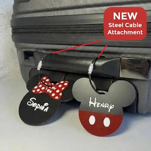 Personalized Disney Inspired Luggage Tag – Custom 3D Printed - Steel Cable Attachment