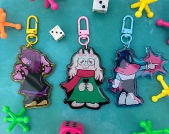 NEW! - Deltarune Keychains - Blellow (Blue & Yellow) - Mew Mew - Kris - Ralsei - Susie