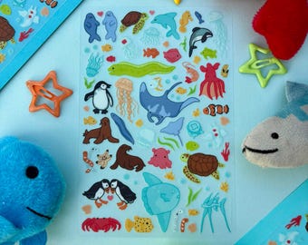 Sticker Sheets - Sea Creatures - Penguin Club - Fujo Land