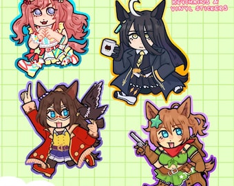 Umamusume inspirierte Schlüsselanhänger & Aufkleber - Agnes Tachyon - Gold Ship - Haru Urara - und mehr!