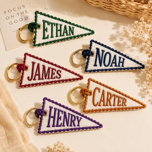 Custom Embroidered Pennant Flag Bag Charm, Backpack Accessory, Backpack Tag for Kids, School Gift