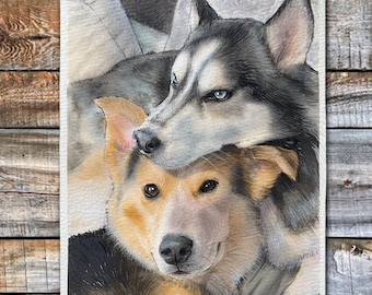 Custom Hand-Painted Pet Portrait | Personalized Dog or Cat Watercolor Art