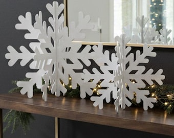 Custom Metal Snowflake Decor | 12" or 8" | Steel Christmas Decoration | 3D Flat-Pack Snowflake