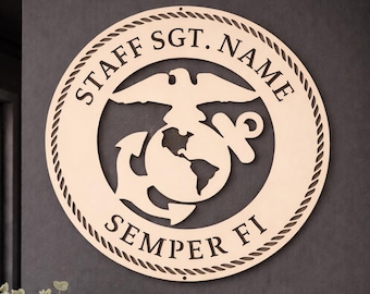 Personalized USMC Metal Wall Sign – Eagle, Globe, Anchor – Custom Name