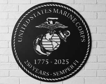 Marine Corps 250 Year Anniversary Metal Sign – USMC Veteran Wall Decor