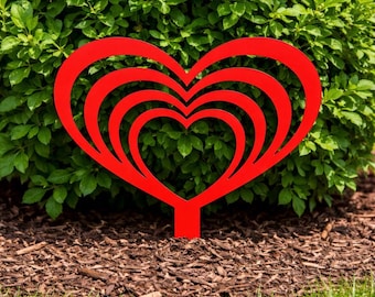 Heart Garden Stake, Valentine Yard Decor, Outdoor Heart Sign, Lawn & Garden Decoration