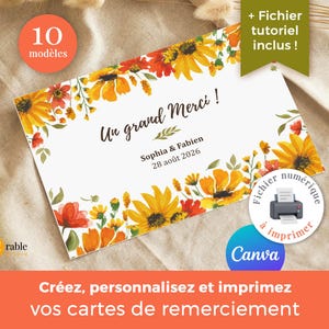 10 Rustic Wedding Thank You Card Templates – Printable Thank You Cards – Watercolor Flower Thank You Card with Photo – A5 A6