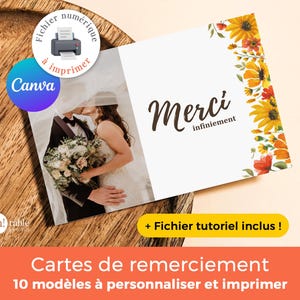 10 Wedding Thank You Cards – Boho Floral Theme – Watercolor Flower Wedding Thank You Card – Editable Photo Template Canva
