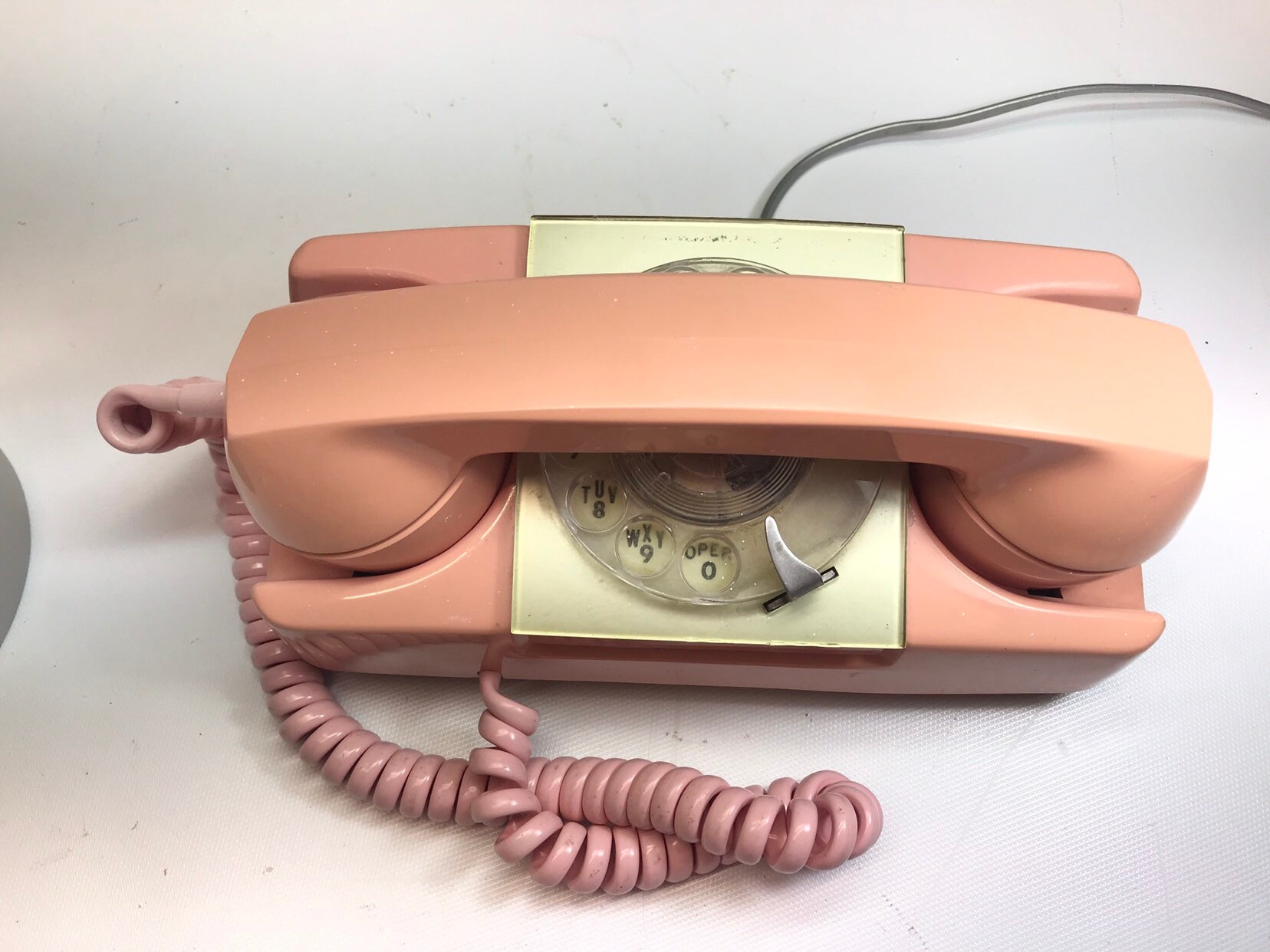 Pink Phone Works Rotary Dial Pink Cord Wall Phone Desk Etsy