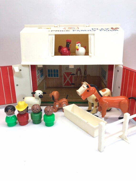 Fisher Price Farm Barn Tractor People Animals Vintage Etsy