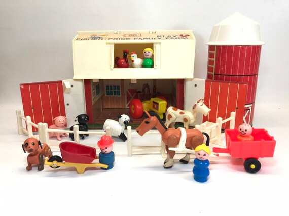 Fisher Price Family Farmlittle Peoplebarnyard Silo Etsy