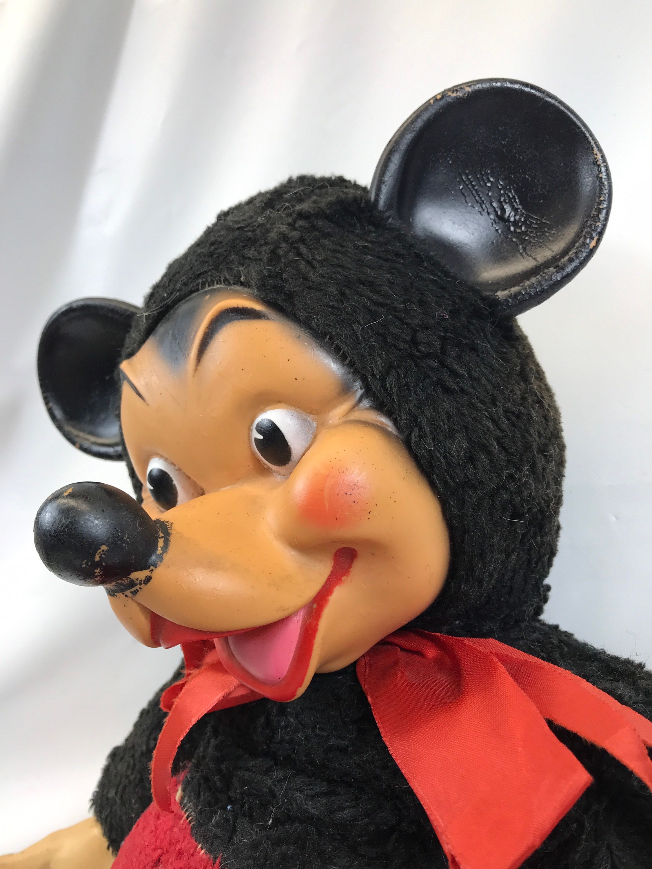 Mickey Mouse,antique, Rubber Face, Vintage Plush, My-toy, Large