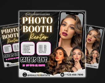 Photobooth Flyer, Party Rental Promo Flyer, Event Marketing Flyer, Christmas Booking, Custom Design for Business Use, Editable Canva