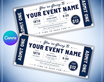 Editable Event Ticket Template, Personalized Gift for Dad, Printable Concert Ticket, Surprise Birthday Graduation Gift Canva