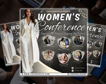 Flyer för evenemang om kvinnors nätverk, evenemang för egenmakt, konferens för kvinnor, webbinarieflyer, gästtalare, bönebrunch, workshopmall