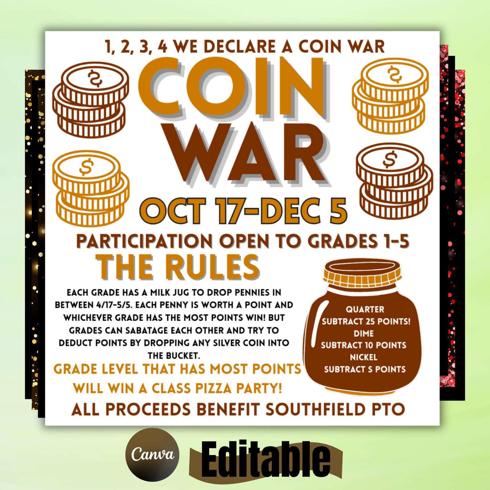 Coin War Flyer Editable Template | Christmas Fundraiser Printable ...
