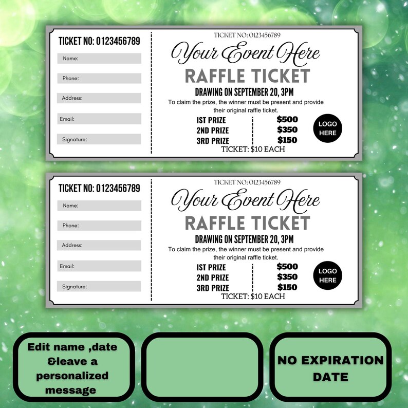 Editable Raffle Ticket – Printable Customizable Ticket, Christmas and ...