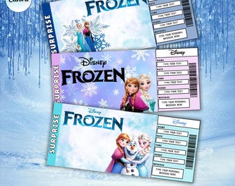 Frost-biljettmall, redigerbar konsertbiljett-Canvas, överraskningspresent till Frost, Disney-inspirerad biljett, överraskningspresent till födelsedag