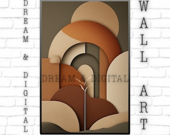 ABSTRACT GEOMETRIC Wall Art Printable | Modern Neutral Decor | Terracotta Arch Contemporary Digital Download