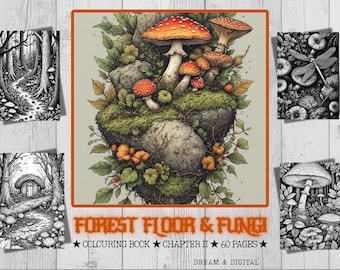 60+ FOREST FLOOR Fungi Colouring Pages Adult Printable Nature Mindfulness Relaxation Instant Download PDF
